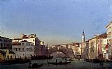 Ippolito Caffi Canvas Paintings - The Rialto Bridge, Venice
